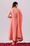 Shop_Abbaran_Pink Georgette Embroidered Chikankari Thread And Sequin Work Round Anarkali Set _at_Aza_Fashions