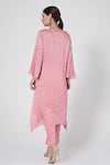 Shop_Ruchira Nangalia_Pink Modal Blend Printed Bandhani Round Kurta And Pant Set  _at_Aza_Fashions