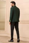 Shop_Tarun Tahiliani_Emerald Green Bandhgala  Suiting Fabric Plain Fluted Collared Trouser Set _at_Aza_Fashions