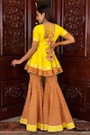 Shop_Pomcha Jaipur_Yellow Dupatta Soft Net, Kurta And Sharara , Lining Tuscan Set _at_Aza_Fashions