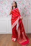 Shop_Paaprika_Pink Mashru Silk Handwoven Floral Patterns Zari Saree  _at_Aza_Fashions