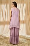 Alaya Advani_Purple Chanderi Hand Embroidered Sequin Kurta V Neck Jacket Set _Online_at_Aza_Fashions