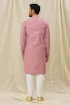 Shop_Naintara Bajaj_Pink Art Silk Printed Geometric Mandarin Collar Kurta Set_at_Aza_Fashions