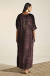 Shop_Shorshe Clothing_Purple Silk Velvet Embroidery Floral V Neck Noor Kaftan _at_Aza_Fashions