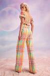 Shop_House Of Eda_Multi Color 100% Cotton Chequered Meryll Pattern Crop Top And Pant Set _at_Aza_Fashions