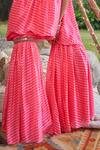 Shop_Surily G_Pink Silk Printed Leheriya Broad Pant  _at_Aza_Fashions