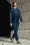 Shop_Rohit Gandhi + Rahul Khanna_Blue Georgette Double Layered Kurta _at_Aza_Fashions