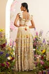 Shop_Chandrima_Ivory Chanderi Embroidered Thread Floral Cut Work Lehenga _at_Aza_Fashions