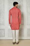 Shop_Samyukta Singhania_Coral Cotton Silk Printed Abstract Stripe Kurta_at_Aza_Fashions