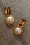 Buy_Bblingg_Gold Plated Swarovski Crystal And Pearl Tel Aviv Mini Earrings _at_Aza_Fashions