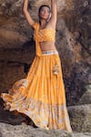 Shop_Yogita Kadam_Yellow Pure Muslin Embroidered Sequin One Shoulder Top And Skirt Set _at_Aza_Fashions