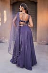 Shop_Mehak Murpana_Purple Crepe, Drape Organza, Lining Butter Blouse And Layered Lehenga Set_at_Aza_Fashions