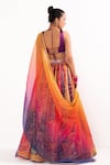 Shop_Cedar & Pine_Multi Color Organza, Satin Foil Printing, Embroidery Plunge Block Lehenga Set _at_Aza_Fashions