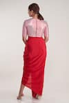 Shop_Pooja Bagaria_Red Natural Crepe Front Draped Skirt _at_Aza_Fashions