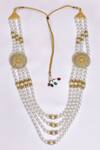 Shop_Nazaakat by Samara Singh_Off White Long Bead Layered Mala_at_Aza_Fashions