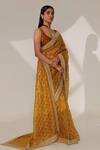 Shop_Taisha_Yellow Silk, Velvet Tassels Plunge Neck Skimpy Pure Blouse _at_Aza_Fashions