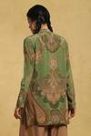 Shop_Ritu Kumar_Green Rayon Crepe Paisley Band Collar Kurta _at_Aza_Fashions