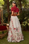 Shop_Cherie D_Red Tulle And Silk Embroidery Begum Jaan Bolero Jacket & Lehenga Set _at_Aza_Fashions