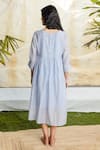 Shop_Tatwa_Blue Handloom Cotton, Viscose Embroidery Round Neck Chanderi Resham Dress _at_Aza_Fashions