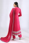 Shop_Neha Gursahani_Pink Georgette Embroidery Floral Round Scalloped Hemline Kurta Set_at_Aza_Fashions