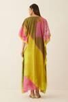 Shop_Shivani Bhargava_Multi Color Silk Beads V-neck Abstract Grid Pattern Kaftan _at_Aza_Fashions