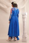 Shop Jajaabor Blue Silk Organza, Satin, Embroidery Cowl Neck Angrakha And Pant Set at Aza Fashions Shop_Jajaabor_Blue Silk Organza, Satin, Embroidery Cowl Neck Angrakha And Pant Set _at_Aza_Fashions