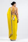 Shop_Vvani by Vani Vats_Green Saree - Satin Chiffon Embellished Mirrors Plunge Neck With Sequin Blouse _at_Aza_Fashions