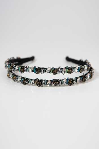 Shop_Born Flash_Multi Color Beads Double Layer Crystal Hairband _at_Aza_Fashions