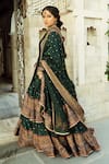 Shop_Safaa_Green Vegan Silk Lining Shantoon Woven Floral The Nazneen Anarkali Lehenga Set _at_Aza_Fashions