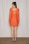Shop_Amrta By Guneet Kondal_Coral Cotton, Viscose Beads, Embroidery V-neck Short Dress _at_Aza_Fashions
