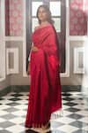 Shop_Kasturi Kundal_Red Pure Silk Geometric Laali Marmari Pattern Saree  _at_Aza_Fashions