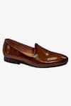 Shop_Amrit Dawani_Brown Leather Plain Toe Shoes _at_Aza_Fashions