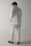 Shop_Jatin Malik_Ivory Cotton Linen Striped Vertical Shacket With Kurta Set _at_Aza_Fashions
