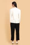 Shop_Label Ivish_Off White Silk Collared Blazer With Bustier _at_Aza_Fashions