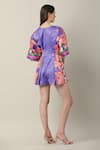 Shop_Limerick by Abirr N' Nanki_Multi Color Habutai Silk Printed V Neck Arden Draped Playsuit  _at_Aza_Fashions