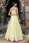 Shop_Nitisha Kashyap Official_Yellow Silk, Net Sequins, Cut Work, Mirrors, Scallop Hem Embroidered Lehenga Set _at_Aza_Fashions