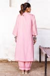 Shop_Gulabo Jaipur_Peach Cotton Embroidery Round Neck Arzu Kurta And Pant Set _at_Aza_Fashions