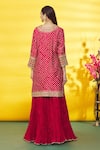Shop_Surbhi Shah_Maroon Silk, Organza Embroidery Round Neck Floral Kurta Skirt Set _at_Aza_Fashions