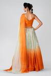 Shop_Suruchi Parakh_Orange Georgette Asymmetric Blouse Lehenga Set_at_Aza_Fashions
