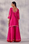 Shop_Amisha Kothari_Pink Chanderi Silk Embroidery Zardozi Round Amartya Kurta Sharara Set _at_Aza_Fashions