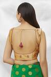 Shop_Nazaakat by Samara Singh_Gold Art Silk Printed Floral V Neck Metallic Blouse_at_Aza_Fashions