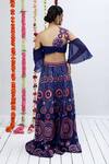 Shop_Shian_Blue Crepe Embroidered Thread One Shoulder Overlay Pant Set  _at_Aza_Fashions