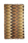 Shop_Nakshikathaa - Homeware_Multi Color Jute Wool Hand Woven Chevron Pattern Rug _at_Aza_Fashions