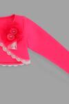 Shop_Pinkcow designs pvt ltd_Pink Scuba Embellishment Hand Made Flower Lace Shrug _at_Aza_Fashions