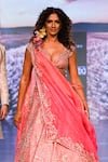 Shop Anushree Reddy Pink Organza Embroidery, Zari Plunge Neck Nazakat Honeycomb Bridal Lehenga Set at Aza Fashions Shop_Anushree Reddy_Pink Organza Embroidery, Zari Plunge Neck Nazakat Honeycomb Bridal Lehenga Set _at_Aza_Fashions