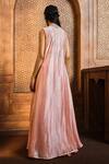 Shop_Aneesh Agarwaal_Pink Silk Organza Embroidery Cutdana Jacket Open Cape Sharara Set _at_Aza_Fashions