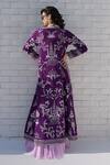 Shop_Talking Threads_Purple Crepe, Chiffon, Satin Embroidery Open Neck, Gara Jacket With Tiered Gown_at_Aza_Fashions