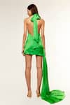 Shop_Deme By Gabriella_Green Satin Halter Neck Jeanette Trail Dress _at_Aza_Fashions