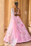 Shop Lashkaraa Pink Velvet, Satin, Chiffon Sequins, Floral Cutdana Embroidered Lehenga Set at Aza Fashions Shop_Lashkaraa_Pink Velvet, Satin, Chiffon Sequins, Floral Cutdana Embroidered Lehenga Set_at_Aza_Fashions