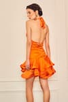 Shop_TheRealB_Orange 100% Polyester Plain Halter Thrilling Love Ruffled Mini Dress _at_Aza_Fashions